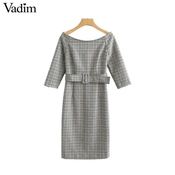 vadim women elegant plaid dress bow tie sashes three quarter sleeve checkered office wear knee length dresses vestidos qd226, Black;pink
vadim women elegant plaid dress bow tie sashes three quarter sleeve checkered office wear knee length dresses vestidos qd226, Black;pink