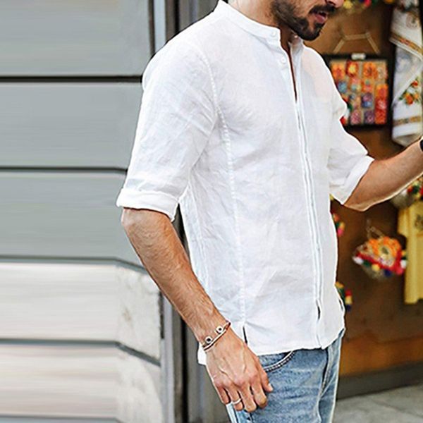 casual men shirt long sleeve men shirt brief breathable comfy solid color loose blouse streetwear, White;black
casual men shirt long sleeve men shirt brief breathable comfy solid color loose blouse streetwear, White;black