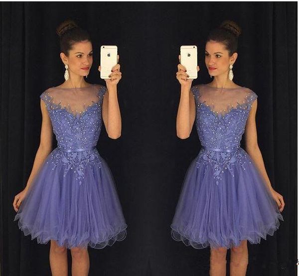 2019 new lavender sheer crew neck homecoming dresses cap sleeves lace appliques beaded short party dresses with belt backless mini dresses, Blue;pink
2019 new lavender sheer crew neck homecoming dresses cap sleeves lace appliques beaded short party dresses with belt backless mini dresses, Blue;pink
