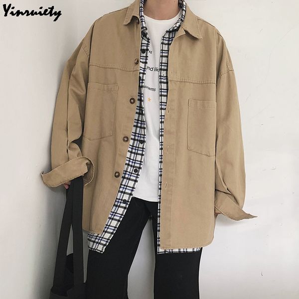 korean style ulzzang autumn spring men's casual shirt oversized army green khaki loose male blouse vintage cotton mens jacket, White;black
korean style ulzzang autumn spring men's casual shirt oversized army green khaki loose male blouse vintage cotton mens jacket, White;black