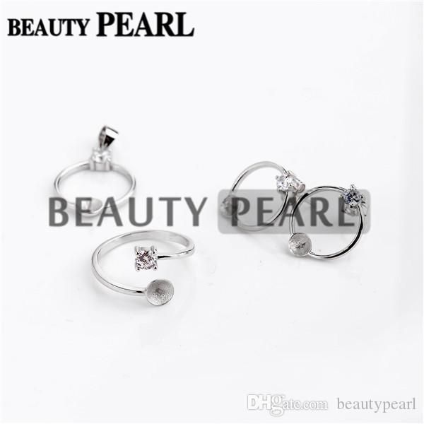 pearl mountings circle 925 sterling silver zircon square prong setting ring with earring with pendant findings, Slivery;crystal
pearl mountings circle 925 sterling silver zircon square prong setting ring with earring with pendant findings, Slivery;crystal