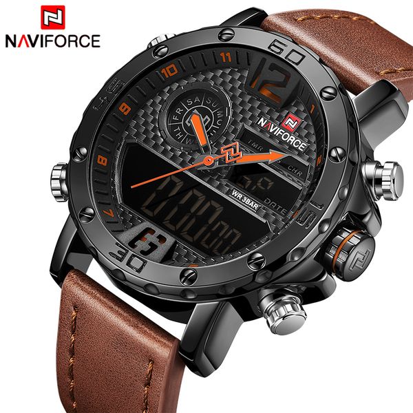 men watches to men leather sports watches naviforce men's quartz led digital clock waterproof wrist watch, Slivery;brown
men watches to men leather sports watches naviforce men's quartz led digital clock waterproof wrist watch, Slivery;brown