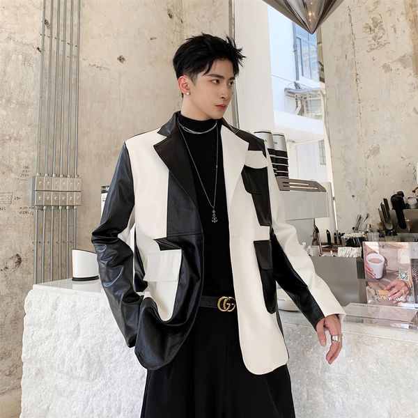 men black white splice loose casual leather jacket suit coat male vintage fashion streetwear hip hop punk fur leather outerwear
men black white splice loose casual leather jacket suit coat male vintage fashion streetwear hip hop punk fur leather outerwear