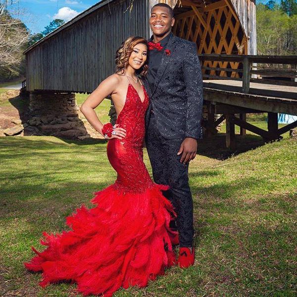 red halter feather prom dresses lace appliques backless evening party gowns long special occasion dress, White;black
red halter feather prom dresses lace appliques backless evening party gowns long special occasion dress, White;black