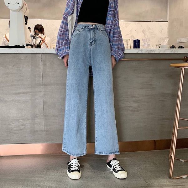 korean denim jeans wide leg pants women belt buttons high waist long denim pants straight vintage boyfriend trousers pocket w585, Blue
korean denim jeans wide leg pants women belt buttons high waist long denim pants straight vintage boyfriend trousers pocket w585, Blue