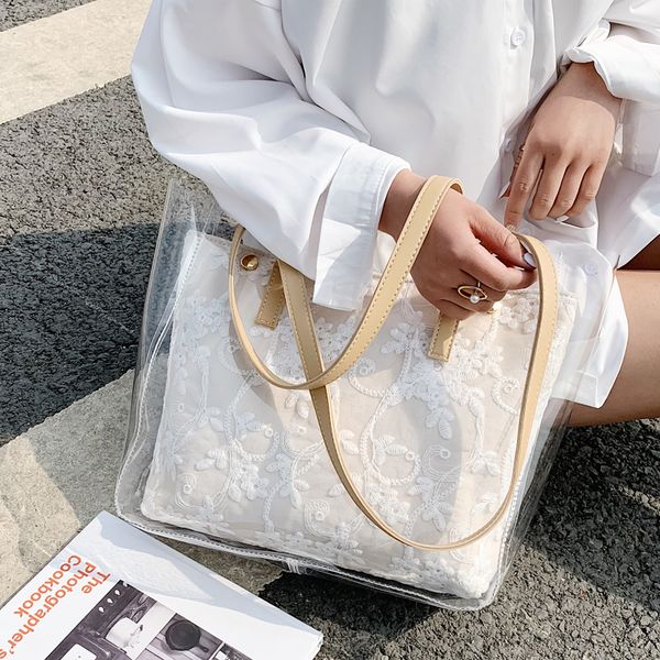 elegant female transparent jelly large tote bag 2019 summer new quality pvc women's designer handbag lace travel shoulder bag
elegant female transparent jelly large tote bag 2019 summer new quality pvc women's designer handbag lace travel shoulder bag