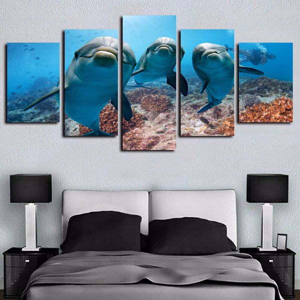 5 panels deep ocean swimming dolphin artworks giclee canvas wall art for home decor abstract poster canvas print oil painting
5 panels deep ocean swimming dolphin artworks giclee canvas wall art for home decor abstract poster canvas print oil painting