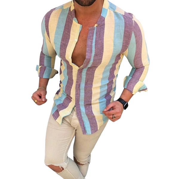 men's fashion colorful stripe shirts printed casual slim fit long sleeve square collar vacation male social business, White;black
men's fashion colorful stripe shirts printed casual slim fit long sleeve square collar vacation male social business, White;black