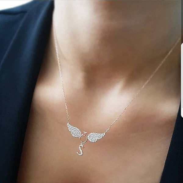 vip fashion 2019 simple necklace trendy pretty gold color crystal angel wings pendant for laides fashion necklaces, Silver
vip fashion 2019 simple necklace trendy pretty gold color crystal angel wings pendant for laides fashion necklaces, Silver