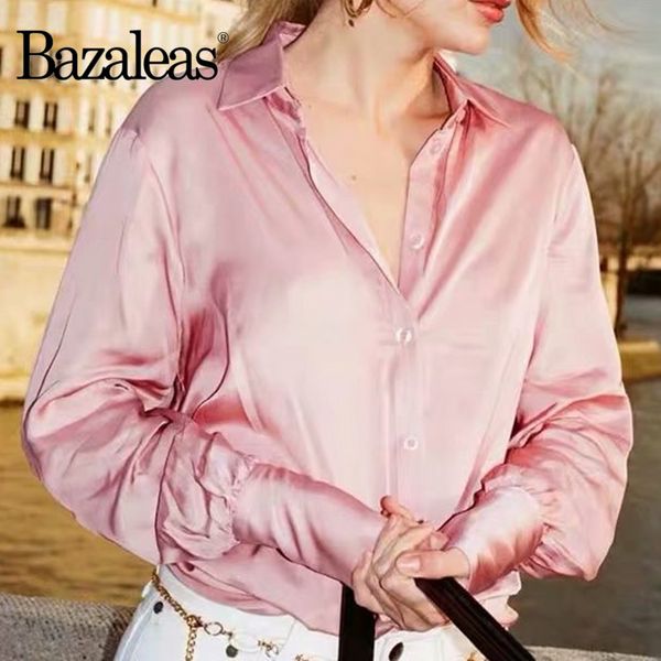 bazaleas france pink like silk womens and blouses chic turen down collar shirt vintage satin blouse women drop shipping, White
bazaleas france pink like silk womens and blouses chic turen down collar shirt vintage satin blouse women drop shipping, White
