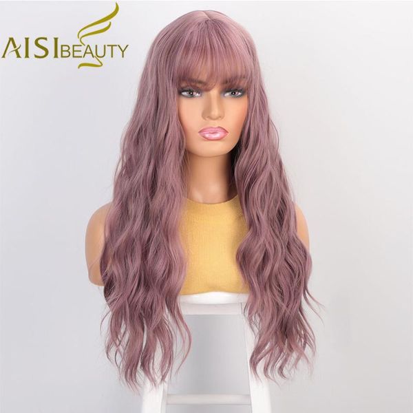 aisi beauty long synthetic wigs water wave with bangs light purple wig for women pink red black heat resistant hair
aisi beauty long synthetic wigs water wave with bangs light purple wig for women pink red black heat resistant hair