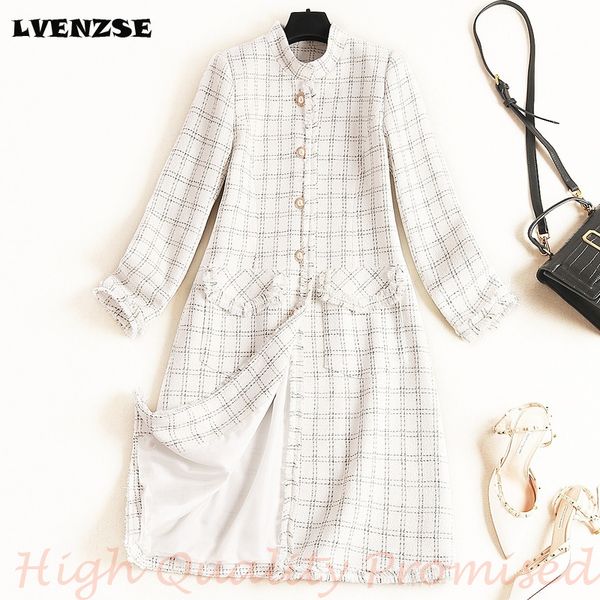 lvenzse small fragrance wind rough flower coat 2019 autumn new fashion single-row button plaid coat female long over the knee, Black
lvenzse small fragrance wind rough flower coat 2019 autumn new fashion single-row button plaid coat female long over the knee, Black