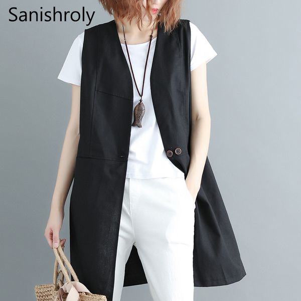 sanishroly new women long black vest spring autumn v-neck cotton linen vest coat female sleeveless waistcoat jacket outwear s634, Black;white
sanishroly new women long black vest spring autumn v-neck cotton linen vest coat female sleeveless waistcoat jacket outwear s634, Black;white