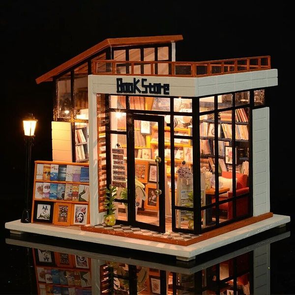 diy doll miniature dollhouse with furnitures wooden house miniaturas toys for children new year christmas gift book store y200414
diy doll miniature dollhouse with furnitures wooden house miniaturas toys for children new year christmas gift book store y200414