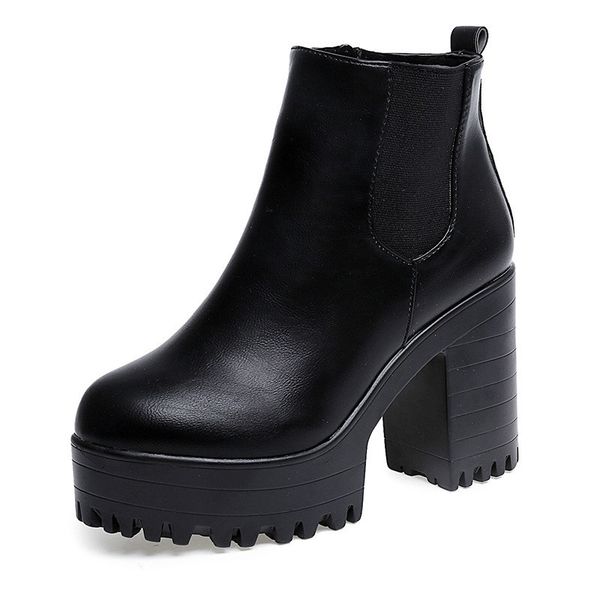 female leather women boots 2019 thick heels ankle boots for women round toe winter shoes flat platform, Black
female leather women boots 2019 thick heels ankle boots for women round toe winter shoes flat platform, Black