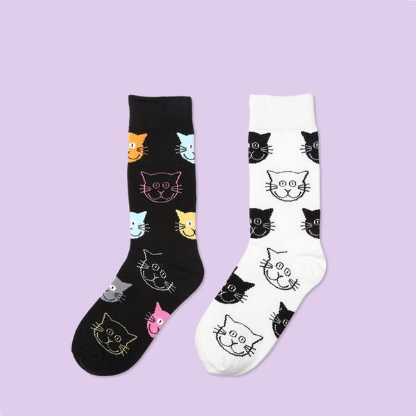 new women socks 1 pair long cotton cute white black cats printed novelty color cartoon fashion lady socks high, Black;white
new women socks 1 pair long cotton cute white black cats printed novelty color cartoon fashion lady socks high, Black;white