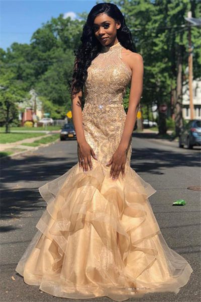 champagne tiered mermaid prom dresses hlater neck beads evening party gowns formal dresses african arabic party gowns, Black
champagne tiered mermaid prom dresses hlater neck beads evening party gowns formal dresses african arabic party gowns, Black