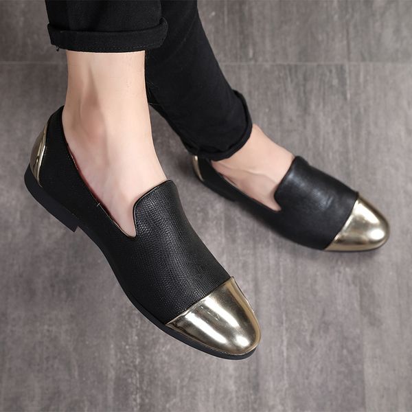 new men's formal shoe metal toe metal heel bright red color skin shoes prom banquet men loafers, Black
new men's formal shoe metal toe metal heel bright red color skin shoes prom banquet men loafers, Black