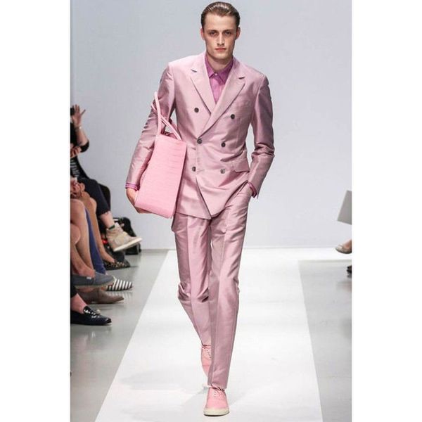 new pink satin wedding men suit 2piece custom made double breasted groom tuxedos slim fit mens suits terno masculino 2pcs, White;black
new pink satin wedding men suit 2piece custom made double breasted groom tuxedos slim fit mens suits terno masculino 2pcs, White;black