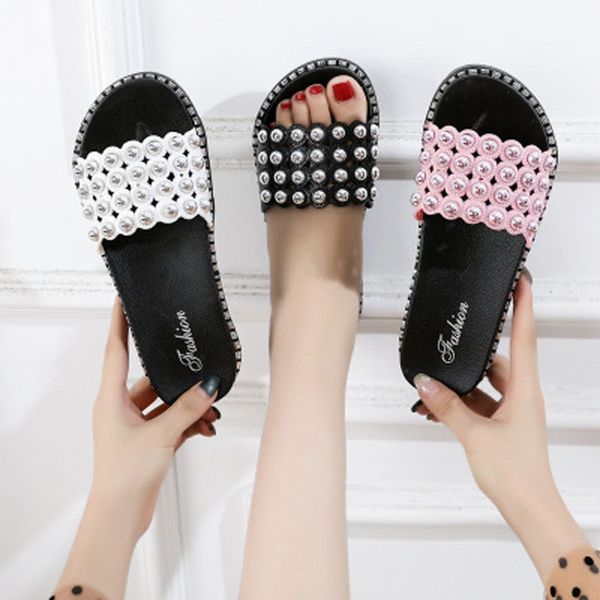 summer new style cool slippers sandals pearl chundi small fresh outside wear women's shoes, Black
summer new style cool slippers sandals pearl chundi small fresh outside wear women's shoes, Black