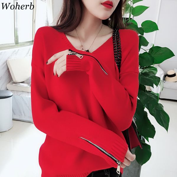 women's sweaters woherb pullovers v neck long sleeve zipper knitted solid casual jumpers autumn winter clothes women fashion, White;black
women's sweaters woherb pullovers v neck long sleeve zipper knitted solid casual jumpers autumn winter clothes women fashion, White;black