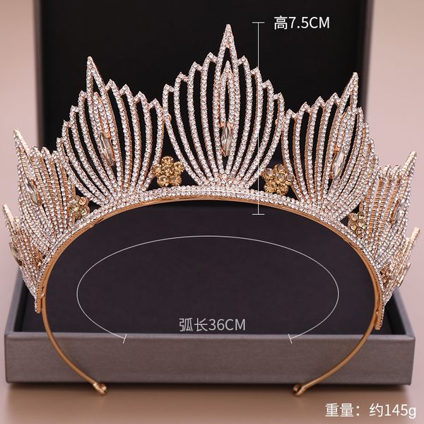 european and american selling crystal crown wedding headdress crown hair band princess accessories, Golden;white
european and american selling crystal crown wedding headdress crown hair band princess accessories, Golden;white