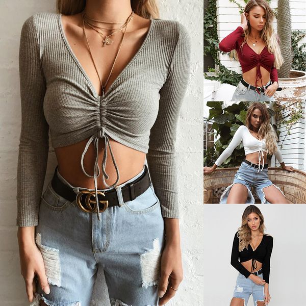 thefound new fashion women's solid v-neck long sleeve bra vest crop casual t-shirt, White
thefound new fashion women's solid v-neck long sleeve bra vest crop casual t-shirt, White