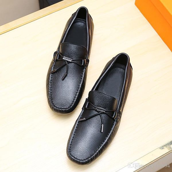 the new high-quality designer mocasines hombre men's shoes sandals leather men's boat shoes comfortable breathable driving shoes w, Black