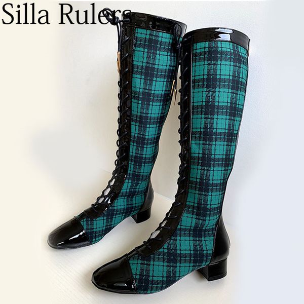 2019 runway checker cloth low heels knee high boots woman round toe lace up knight boots woman long zapatos de mujer, Black
2019 runway checker cloth low heels knee high boots woman round toe lace up knight boots woman long zapatos de mujer, Black
