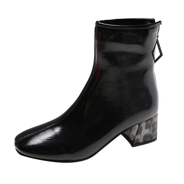 patent leather boots women square heel shoes leopard heel boot autumn winter boots for women, Black
patent leather boots women square heel shoes leopard heel boot autumn winter boots for women, Black