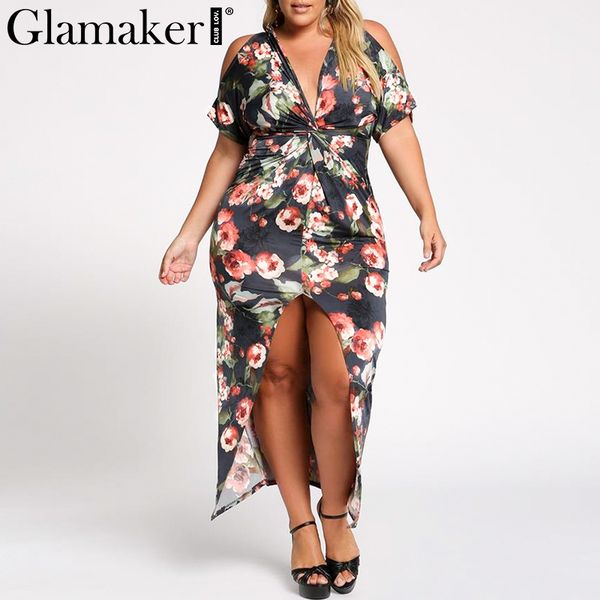 glamaker floral print knitted large size long dress women cold shoulder summer causal dress elegant holiday club maxi 2019, Black;gray
glamaker floral print knitted large size long dress women cold shoulder summer causal dress elegant holiday club maxi 2019, Black;gray