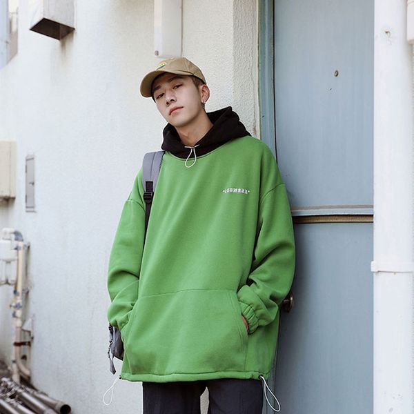 2019 new men's student fashion coat hooded early autumn youth loose pullover top, Black
2019 new men's student fashion coat hooded early autumn youth loose pullover top, Black