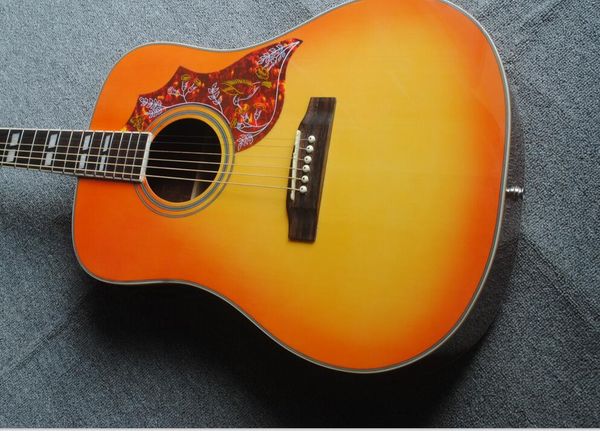 41 inch humming vintage sunburst acoustic electric guitar, fishman 101 pu, split parallelogram inlay, red turtle pickguard, grover tuners
41 inch humming vintage sunburst acoustic electric guitar, fishman 101 pu, split parallelogram inlay, red turtle pickguard, grover tuners