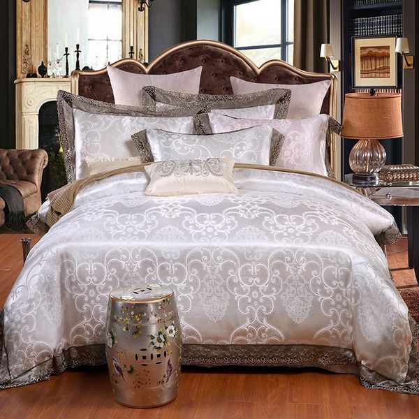 funbaky 4pcs/set satin jacquard silk luxury bedding sets cotton duvet cover set bed linings wedding bedclothes home textile
funbaky 4pcs/set satin jacquard silk luxury bedding sets cotton duvet cover set bed linings wedding bedclothes home textile