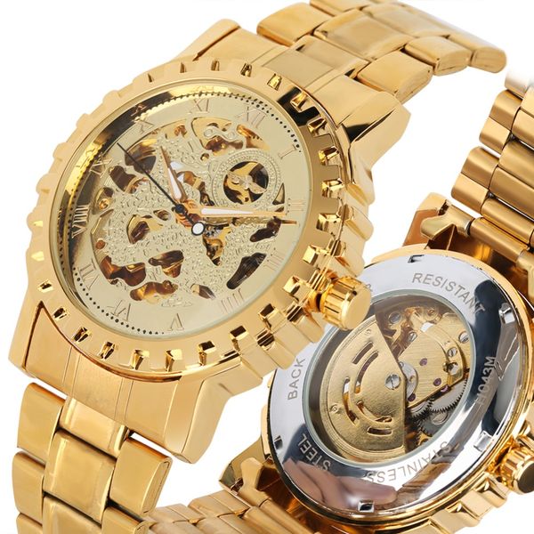 men's luxury automatic mechanical watches stainless steel gold band mechanical watch for teenagers skeleton watch gift for men, Slivery;brown
men's luxury automatic mechanical watches stainless steel gold band mechanical watch for teenagers skeleton watch gift for men, Slivery;brown