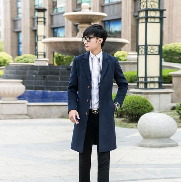 men's clothing plus size long wool coat mens design suit collar slim mens single-breasted woolen coats outerwear blue fashion, Black
men's clothing plus size long wool coat mens design suit collar slim mens single-breasted woolen coats outerwear blue fashion, Black