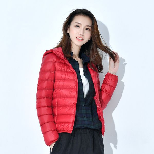 women white duck down coat winter casual ultra light hooded down jacket short coat portable warm parka, Black
women white duck down coat winter casual ultra light hooded down jacket short coat portable warm parka, Black