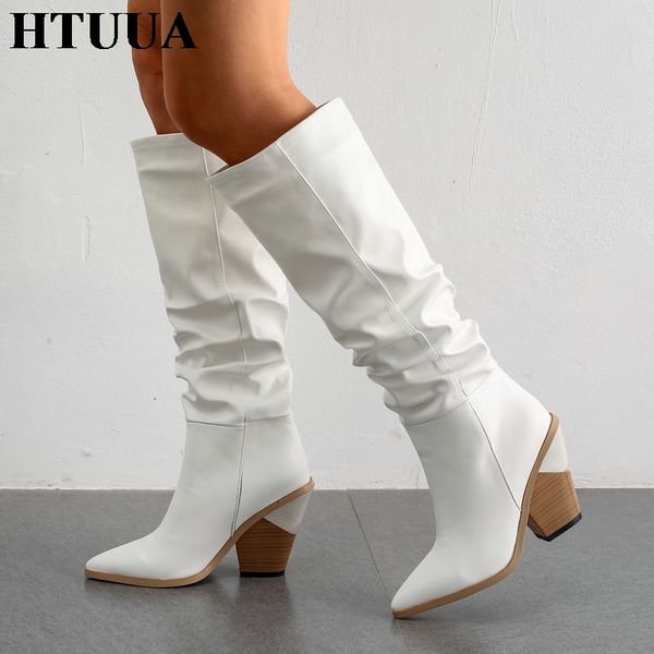 htuua black white knee high boots women pointed toe chunky heel western cowboy boots long winter women's shoes sx3367
htuua black white knee high boots women pointed toe chunky heel western cowboy boots long winter women's shoes sx3367