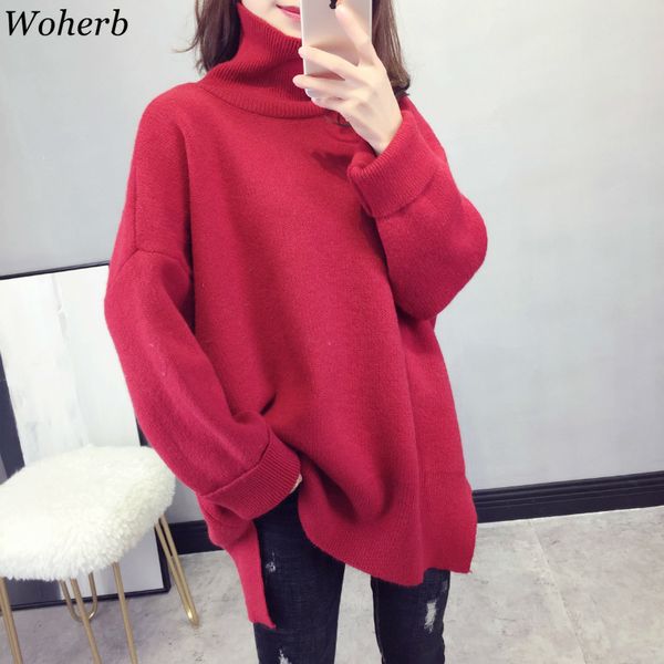 woherb casual turtleneck sweater woman autumn winter oversized knitting pullover 2019 ladies long sweaters solid jumper women, White;black
woherb casual turtleneck sweater woman autumn winter oversized knitting pullover 2019 ladies long sweaters solid jumper women, White;black