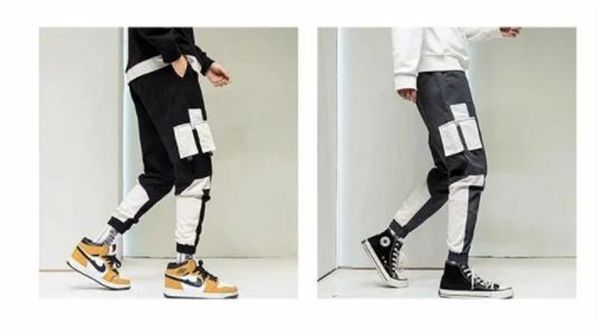 mens designer cargo pants fashion style patchwork mens loose pants color matching casual males harem pants, Black
mens designer cargo pants fashion style patchwork mens loose pants color matching casual males harem pants, Black