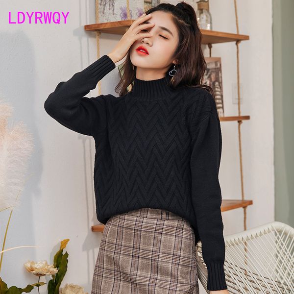 2019 winter new half-high collar pullover women's korean version of the solid color base sweater pullovers regular office lady, White;black
2019 winter new half-high collar pullover women's korean version of the solid color base sweater pullovers regular office lady, White;black