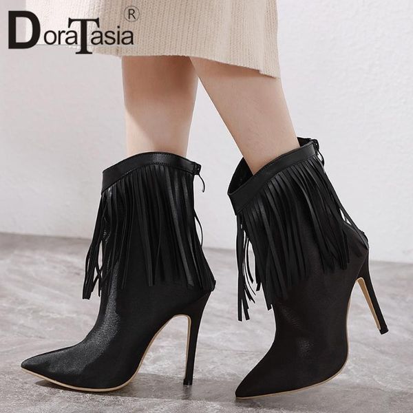 doratasia new ladies thin high heels boots women party boots 2020 fashion pointed toe fringe ankle shoes woman, Black
doratasia new ladies thin high heels boots women party boots 2020 fashion pointed toe fringe ankle shoes woman, Black