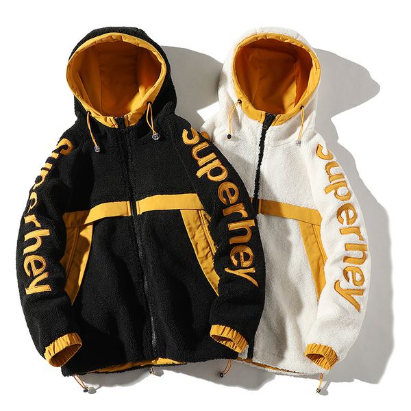 autumn and winter jacket men's new ins trend hooded warm jacket english embroidery lamb hair coat men, Black
autumn and winter jacket men's new ins trend hooded warm jacket english embroidery lamb hair coat men, Black