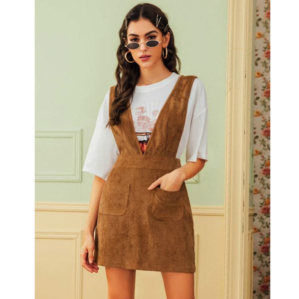 women fashion solid color high waist double pocket corduroy mini skirt with strap spring autumn preppy style pencil skirt, Black
women fashion solid color high waist double pocket corduroy mini skirt with strap spring autumn preppy style pencil skirt, Black