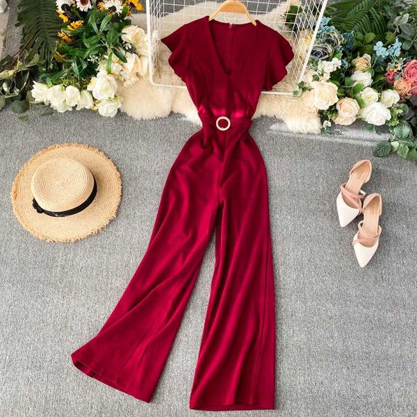 women's jumpsuits & rompers fashion slim 2021 ruffles v neck office summer full length jumpsuit casual women elegant playsuit tie rompe, Black;white
women's jumpsuits & rompers fashion slim 2021 ruffles v neck office summer full length jumpsuit casual women elegant playsuit tie rompe, Black;white