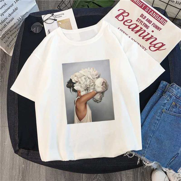 2019 fashion unique print, new pure cotton harajuku aesthetic t-shirt flower feather print short-sleeved shirt & t-shirt fashion casual, White 
2019 fashion unique print, new pure cotton harajuku aesthetic t-shirt flower feather print short-sleeved shirt & t-shirt fashion casual, White