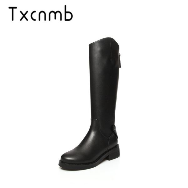 txcnmb 2019 new arrival boots women knee high boots genuine leather round toe square heels autumn winter warm brand shoes woman, Black
txcnmb 2019 new arrival boots women knee high boots genuine leather round toe square heels autumn winter warm brand shoes woman, Black