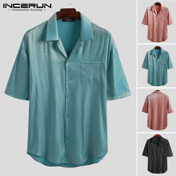 incerun fashion men brand shirt short sleeve 2020 shiny solid loose casual korean blouse breathable streetwear lapel chemise 5xl, White;black
incerun fashion men brand shirt short sleeve 2020 shiny solid loose casual korean blouse breathable streetwear lapel chemise 5xl, White;black