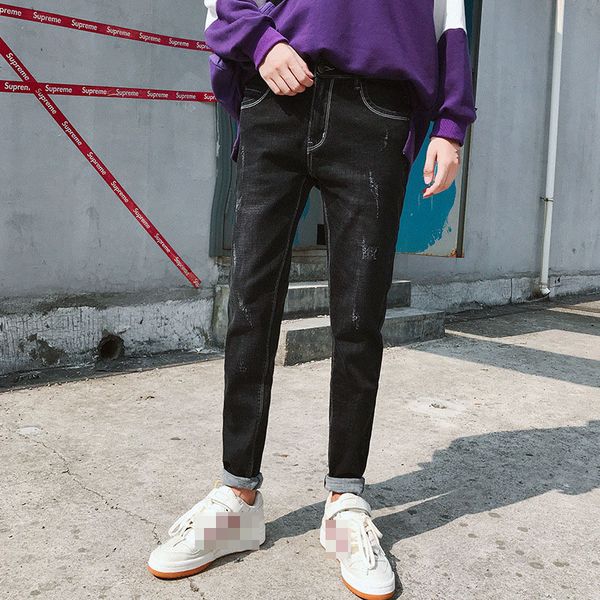 men stylish ripped jeans slim straight denim trousers skinny jeans men streetwear distressed holes black new fashion, Blue
men stylish ripped jeans slim straight denim trousers skinny jeans men streetwear distressed holes black new fashion, Blue