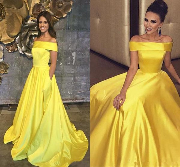elegant off shoulder evening dresses yellow a line formal prom dress long with pockets custom made party gowns, Black;red
elegant off shoulder evening dresses yellow a line formal prom dress long with pockets custom made party gowns, Black;red